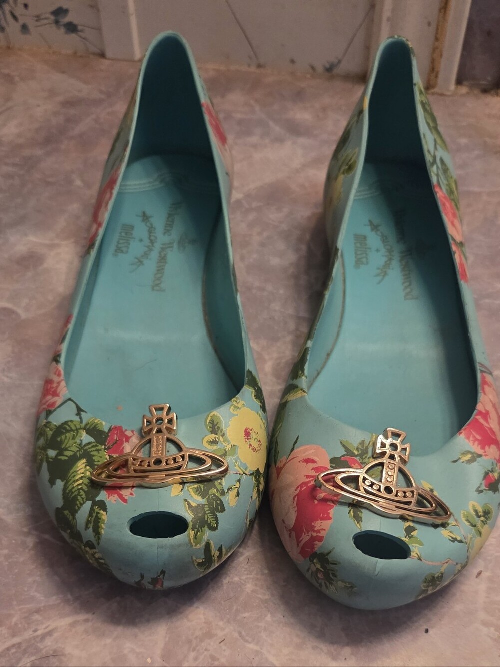 Vivienne Westwood Floral Mint Jelly Ballet Flats